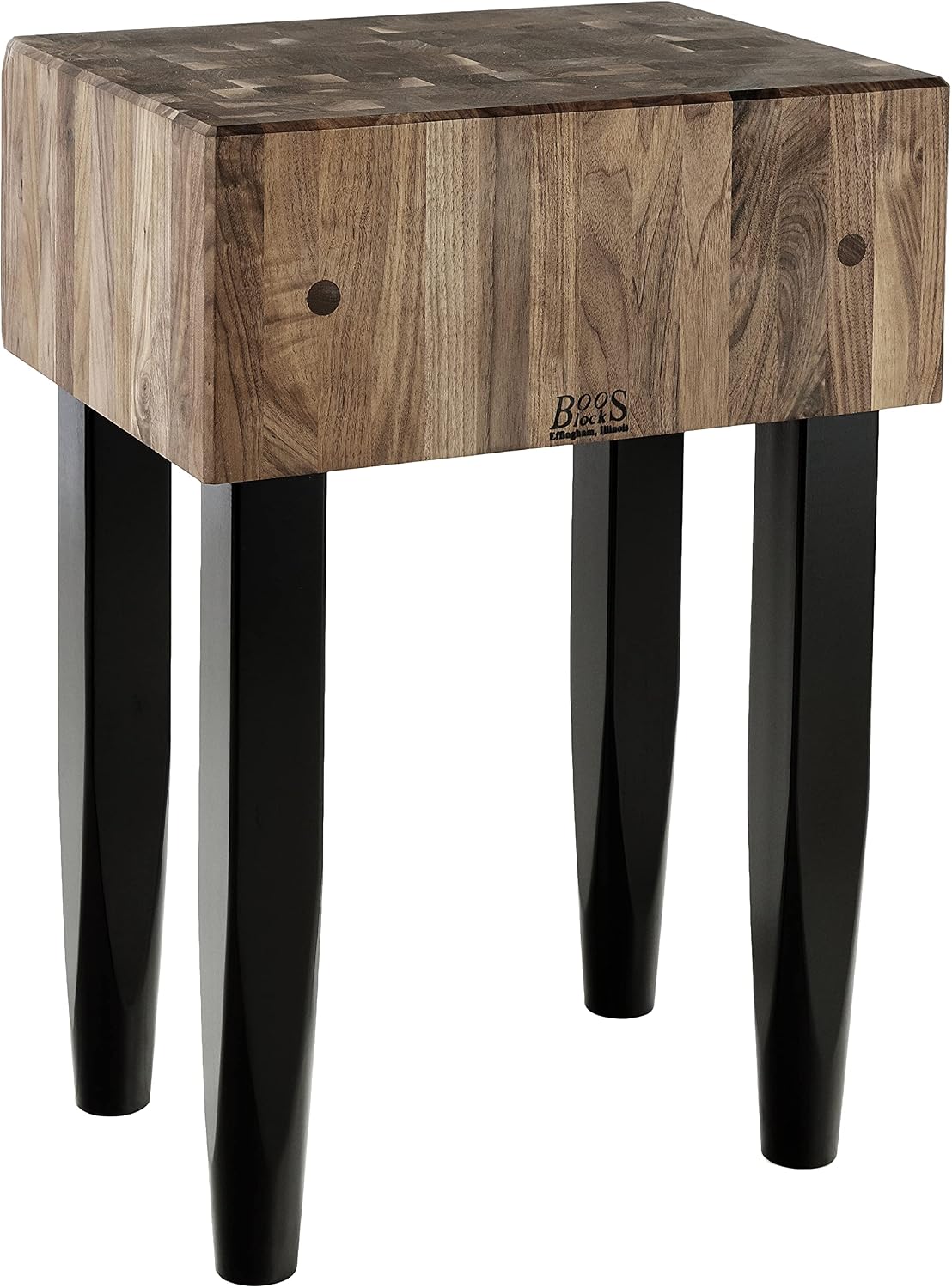 PCA2 Maple Wood End Grain Solid Butcher Block with Side Knife Slot, 24 Inches x 18 Inches x 10 Inch Top, 34 Inches Tall, Natural Maple Legs