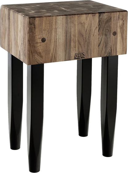 PCA2 Maple Wood End Grain Solid Butcher Block with Side Knife Slot, 24 Inches x 18 Inches x 10 Inch Top, 34 Inches Tall, Natural Maple Legs