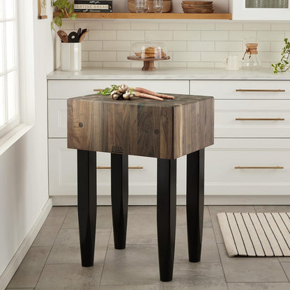 PCA2 Maple Wood End Grain Solid Butcher Block with Side Knife Slot, 24 Inches x 18 Inches x 10 Inch Top, 34 Inches Tall, Natural Maple Legs
