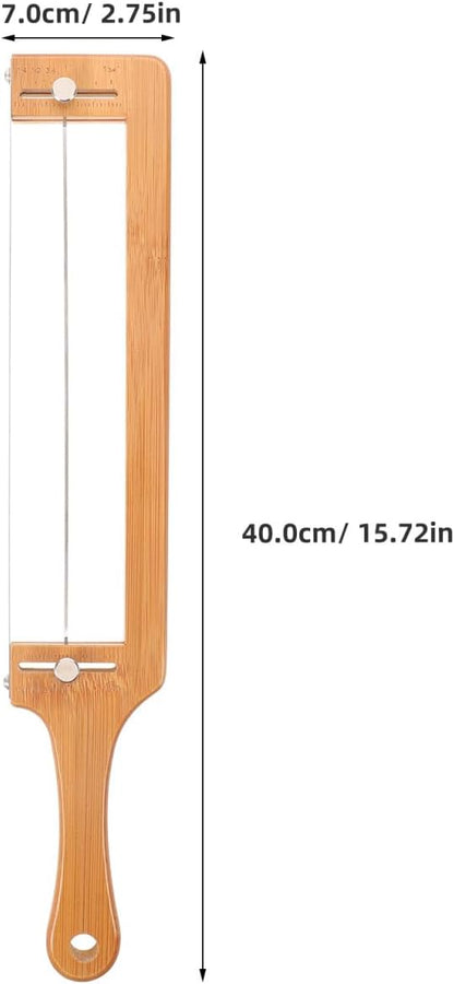 Bamboo Bread Slicer for Homemade Bread Adjustable Slicer with Thickness Guide Stainless Serrated Blade Hand for Sourdough Loaf Baguettes Bagels