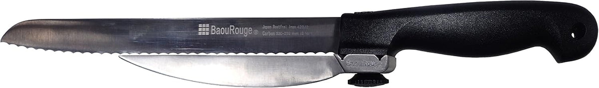 ' Precision Slicing Knife (Right-Handed) - 8 and 1/4 Inches Stainless Serrated Blade With Cutting Guide for Exact Slices Up To 5/8 Inch Thick