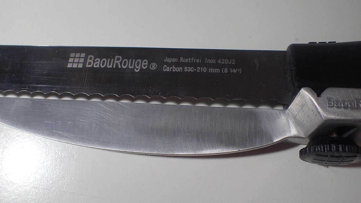 ' Precision Slicing Knife (Right-Handed) - 8 and 1/4 Inches Stainless Serrated Blade With Cutting Guide for Exact Slices Up To 5/8 Inch Thick