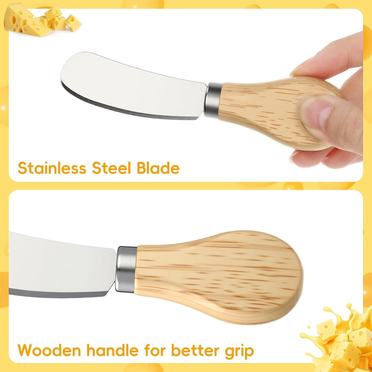 100 Pcs Cheese Butter Spreader Knife Stainless Steel Butter Knife with Wooden Handle for Jam, Sandwiches, Dips and Charcuterie Kitchen Gadgets Bulk
