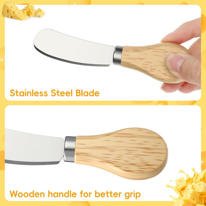 100 Pcs Cheese Butter Spreader Knife Stainless Steel Butter Knife with Wooden Handle for Jam, Sandwiches, Dips and Charcuterie Kitchen Gadgets Bulk