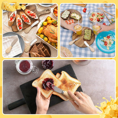 100 Pcs Cheese Butter Spreader Knife Stainless Steel Butter Knife with Wooden Handle for Jam, Sandwiches, Dips and Charcuterie Kitchen Gadgets Bulk