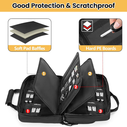 Butterfly Knife Display Bag for 66+ Pocket Knives, Soft Bag Only | Folding Knife Storage Case with 3 Different Size Slots & Hard PE Board, for Hiking, Diving, Hunting, Fishing, Camping, BBQ