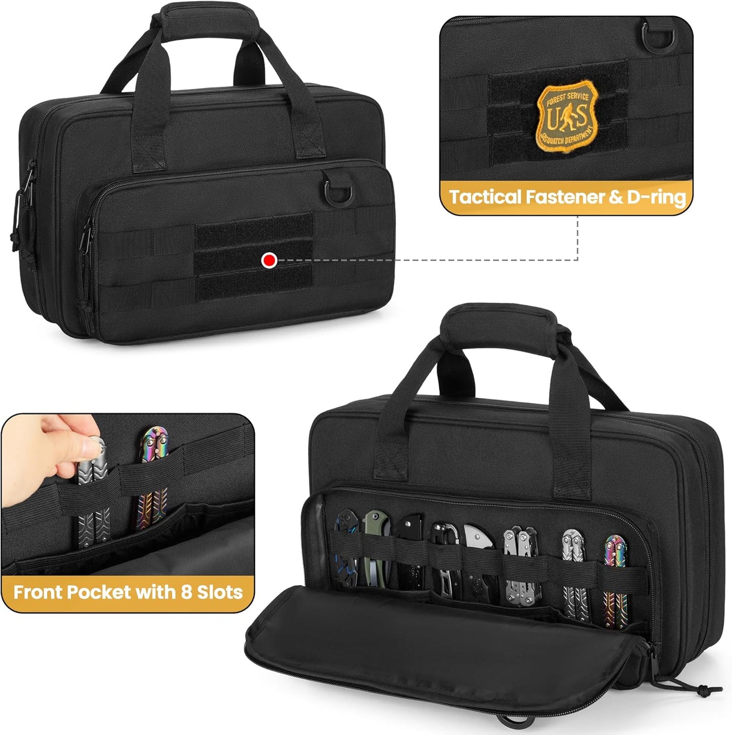 Butterfly Knife Display Bag for 66+ Pocket Knives, Soft Bag Only | Folding Knife Storage Case with 3 Different Size Slots & Hard PE Board, for Hiking, Diving, Hunting, Fishing, Camping, BBQ