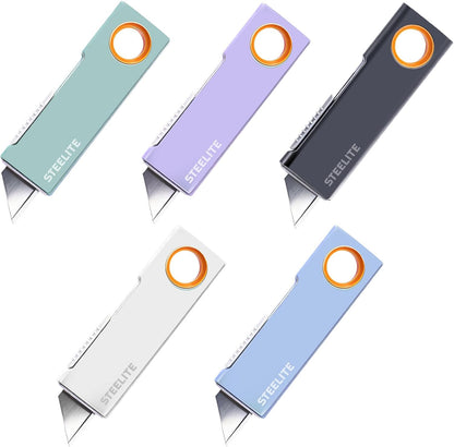 5PCS Mini Box Cutter Keychain, Retractable Package Opener for Boxes, Envelopes & Packages, Cute Portable Box Opener for Office, Home & Daily Use
