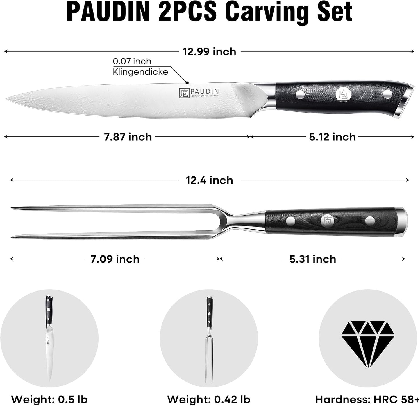 Cleaver Knife 7 Inch, Razor Sharp Chinese Chef Knife Dishwasher Safe, German High Carbon Steel Vegetable Cleaver with G10 Handle, Meat Slicing Slicer, Daily Meal Prep for Home and Restaurant
