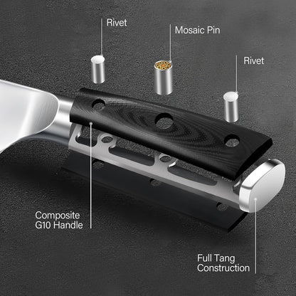 8 Inch Gyuto Chef Knife - High Carbon Stainless Steel Ultra Sharp Blade,G10 handle Dishwasher Safe, Professional Kitchen Knife for Meat,Vegetables with Sheath Gift Box(Home Cooks & Restaurants)