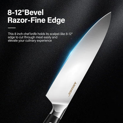 8 Inch Gyuto Chef Knife - High Carbon Stainless Steel Ultra Sharp Blade,G10 handle Dishwasher Safe, Professional Kitchen Knife for Meat,Vegetables with Sheath Gift Box(Home Cooks & Restaurants)