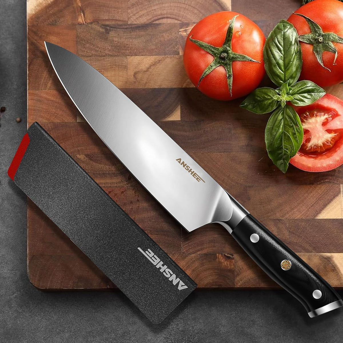8 Inch Gyuto Chef Knife - High Carbon Stainless Steel Ultra Sharp Blade,G10 handle Dishwasher Safe, Professional Kitchen Knife for Meat,Vegetables with Sheath Gift Box(Home Cooks & Restaurants)