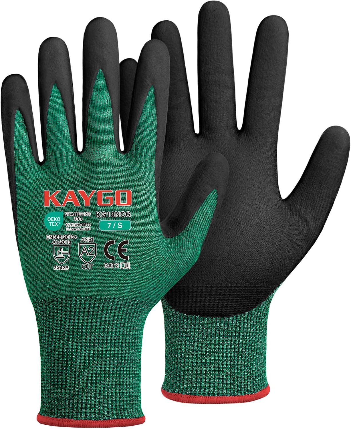 Cut Resistant Gloves, MicroFoam Nitrile Coated, KG18NCG, 3 Pairs | HPPE/Fiberglass, Oil-Resistant Grip, ANSI Cut Resistant Level A2, Breathable 18 Gauge Knit, for Construction, Automotive