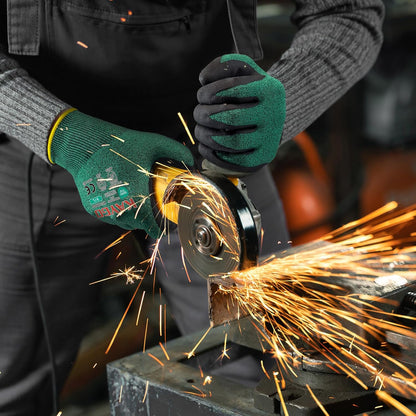 Cut Resistant Gloves, MicroFoam Nitrile Coated, KG18NCG, 3 Pairs | HPPE/Fiberglass, Oil-Resistant Grip, ANSI Cut Resistant Level A2, Breathable 18 Gauge Knit, for Construction, Automotive