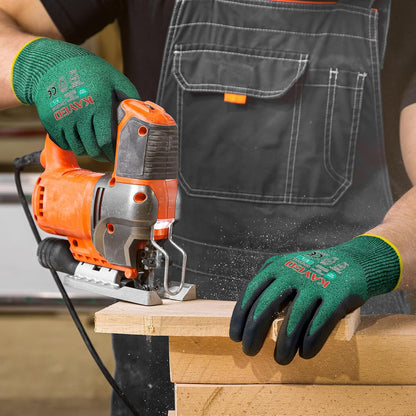 Cut Resistant Gloves, MicroFoam Nitrile Coated, KG18NCG, 3 Pairs | HPPE/Fiberglass, Oil-Resistant Grip, ANSI Cut Resistant Level A2, Breathable 18 Gauge Knit, for Construction, Automotive
