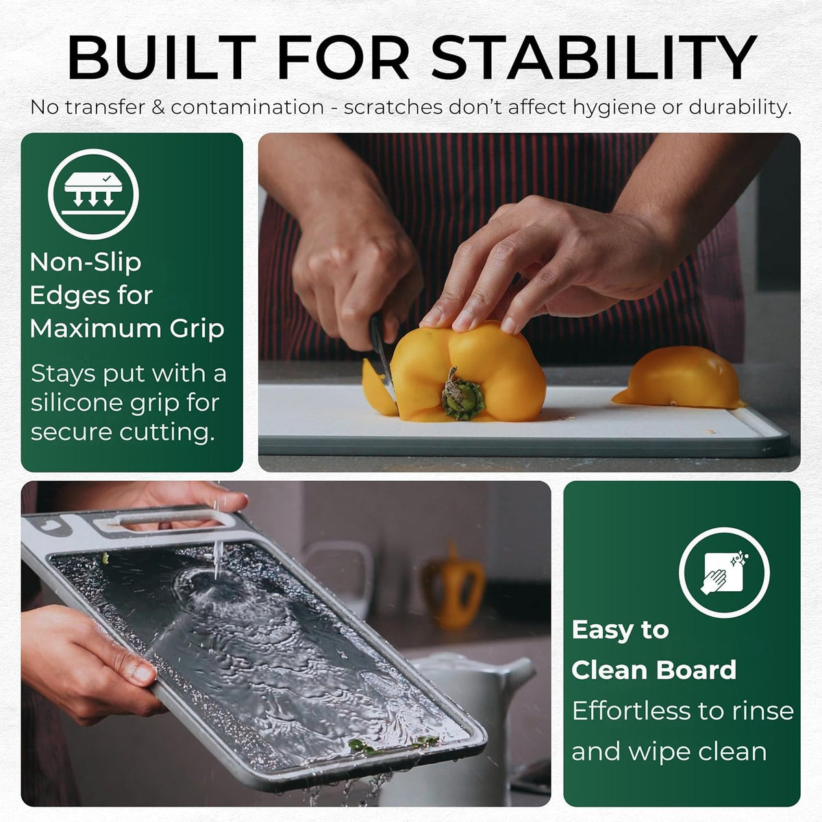 Stainless Steel Cutting Board with Built-In Knife Sharpener | Bench Scraper | Double-Sided 304 Food-Grade Steel and Wheat Straw · For Meat and Vegetables · Dishwasher Safe · 15x10 Inch · 3-Piece Set