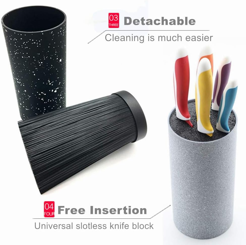 Universal Knife Block Holder with Premium Nylon Insert - Cooking Utensils Holder, Perfect for Ceramic Knives, Steak Knives and Kitchen Accesseries Storage (Cylinder)