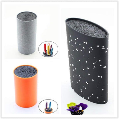 Universal Knife Block Holder with Premium Nylon Insert - Cooking Utensils Holder, Perfect for Ceramic Knives, Steak Knives and Kitchen Accesseries Storage (Cylinder)