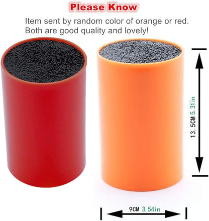 Universal Knife Block Holder with Premium Nylon Insert - Cooking Utensils Holder, Perfect for Ceramic Knives, Steak Knives and Kitchen Accesseries Storage (Cylinder)
