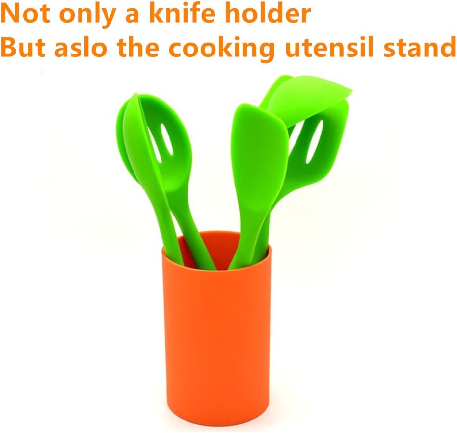 Universal Knife Block Holder with Premium Nylon Insert - Cooking Utensils Holder, Perfect for Ceramic Knives, Steak Knives and Kitchen Accesseries Storage (Cylinder)