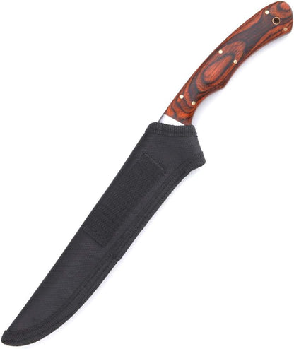Fish Fillet Knife with Pakka Wood Handle and Sheath, 6.5" Full Tang Stainless Steel Blade for Kitchen Fishing Camping