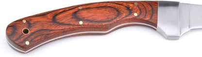 Fish Fillet Knife with Pakka Wood Handle and Sheath, 6.5" Full Tang Stainless Steel Blade for Kitchen Fishing Camping
