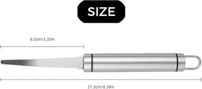 3 Pcs Curved Serrated Bread and Grapefruit Knife, Stainless Steel Fruit Carving Tool with Ergonomic Handle for Kitchen and Chef Use