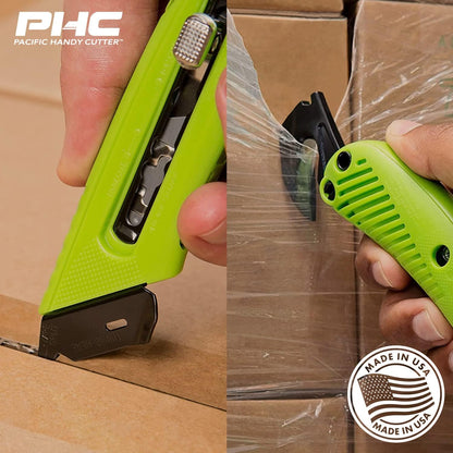 S5R Box Cutter | Heavy Duty Utility Knife, Tape Splitter, & Film Cutter | 3-Position Retractable Box Cutter with Easy Blade Change | For Right Handed Users