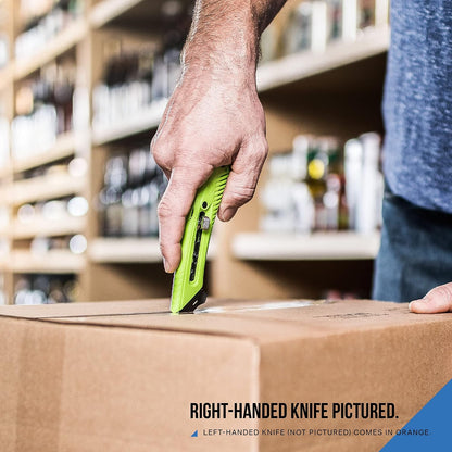 S5R Box Cutter | Heavy Duty Utility Knife, Tape Splitter, & Film Cutter | 3-Position Retractable Box Cutter with Easy Blade Change | For Right Handed Users