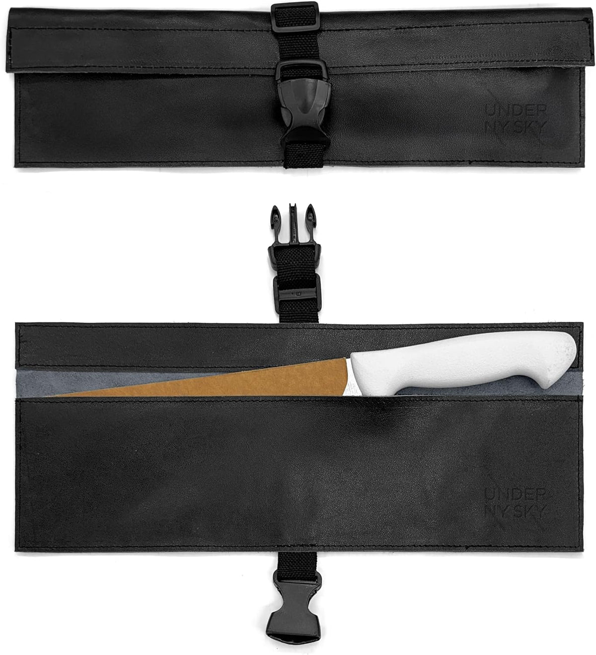 Genuine Leather Knife Roll Case, Bag For Chefs, 1 Slot, Black | Real Leather Pouch, Portable Bag for Cooking Tools, Utensils, Cutlery Knives, Brushes, Roll For Chefs, Kitchen, Travel, Gift