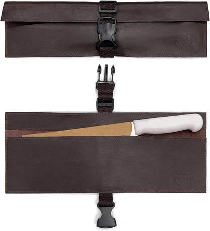 Genuine Leather Knife Roll Case, Bag For Chefs, 1 Slot, Black | Real Leather Pouch, Portable Bag for Cooking Tools, Utensils, Cutlery Knives, Brushes, Roll For Chefs, Kitchen, Travel, Gift