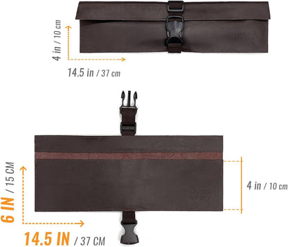 Genuine Leather Knife Roll Case, Bag For Chefs, 1 Slot, Black | Real Leather Pouch, Portable Bag for Cooking Tools, Utensils, Cutlery Knives, Brushes, Roll For Chefs, Kitchen, Travel, Gift