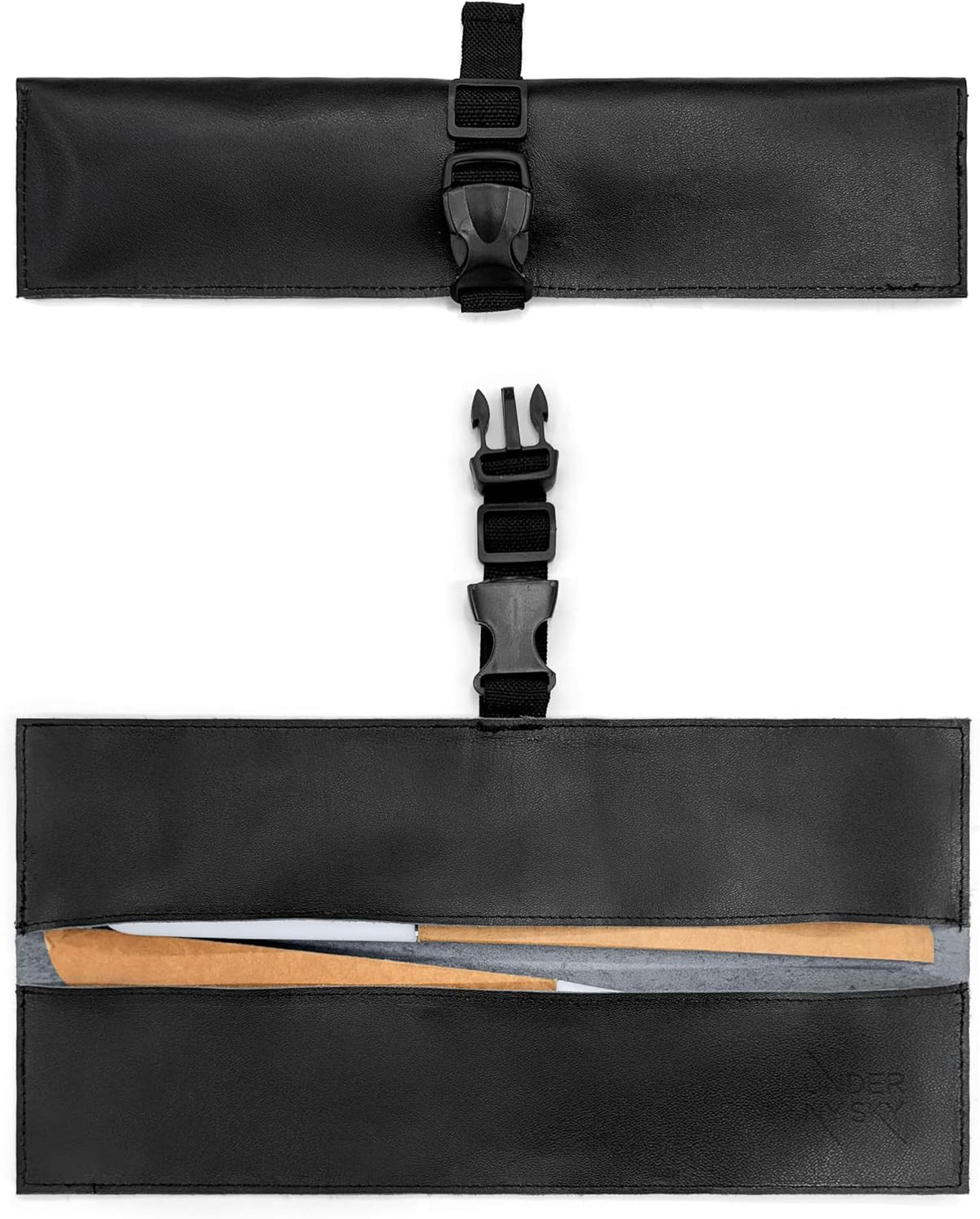 Genuine Leather Knife Roll Case, Bag For Chefs, 1 Slot, Black | Real Leather Pouch, Portable Bag for Cooking Tools, Utensils, Cutlery Knives, Brushes, Roll For Chefs, Kitchen, Travel, Gift