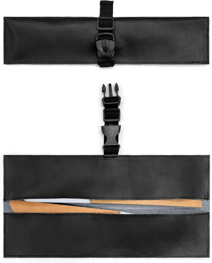 Genuine Leather Knife Roll Case, Bag For Chefs, 1 Slot, Black | Real Leather Pouch, Portable Bag for Cooking Tools, Utensils, Cutlery Knives, Brushes, Roll For Chefs, Kitchen, Travel, Gift