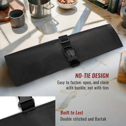 Genuine Leather Knife Roll Case, Bag For Chefs, 1 Slot, Black | Real Leather Pouch, Portable Bag for Cooking Tools, Utensils, Cutlery Knives, Brushes, Roll For Chefs, Kitchen, Travel, Gift