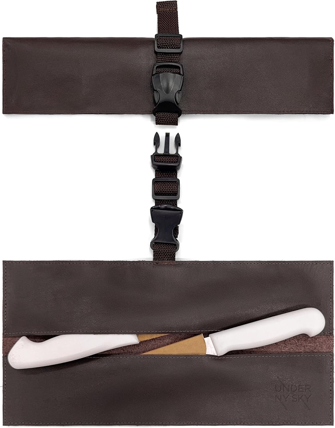 Genuine Leather Knife Roll Case, Bag For Chefs, 1 Slot, Black | Real Leather Pouch, Portable Bag for Cooking Tools, Utensils, Cutlery Knives, Brushes, Roll For Chefs, Kitchen, Travel, Gift