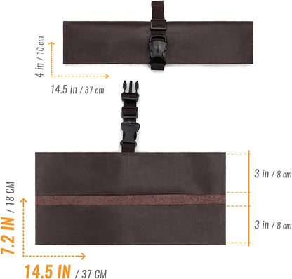 Genuine Leather Knife Roll Case, Bag For Chefs, 1 Slot, Black | Real Leather Pouch, Portable Bag for Cooking Tools, Utensils, Cutlery Knives, Brushes, Roll For Chefs, Kitchen, Travel, Gift