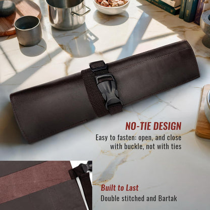 Genuine Leather Knife Roll Case, Bag For Chefs, 1 Slot, Black | Real Leather Pouch, Portable Bag for Cooking Tools, Utensils, Cutlery Knives, Brushes, Roll For Chefs, Kitchen, Travel, Gift