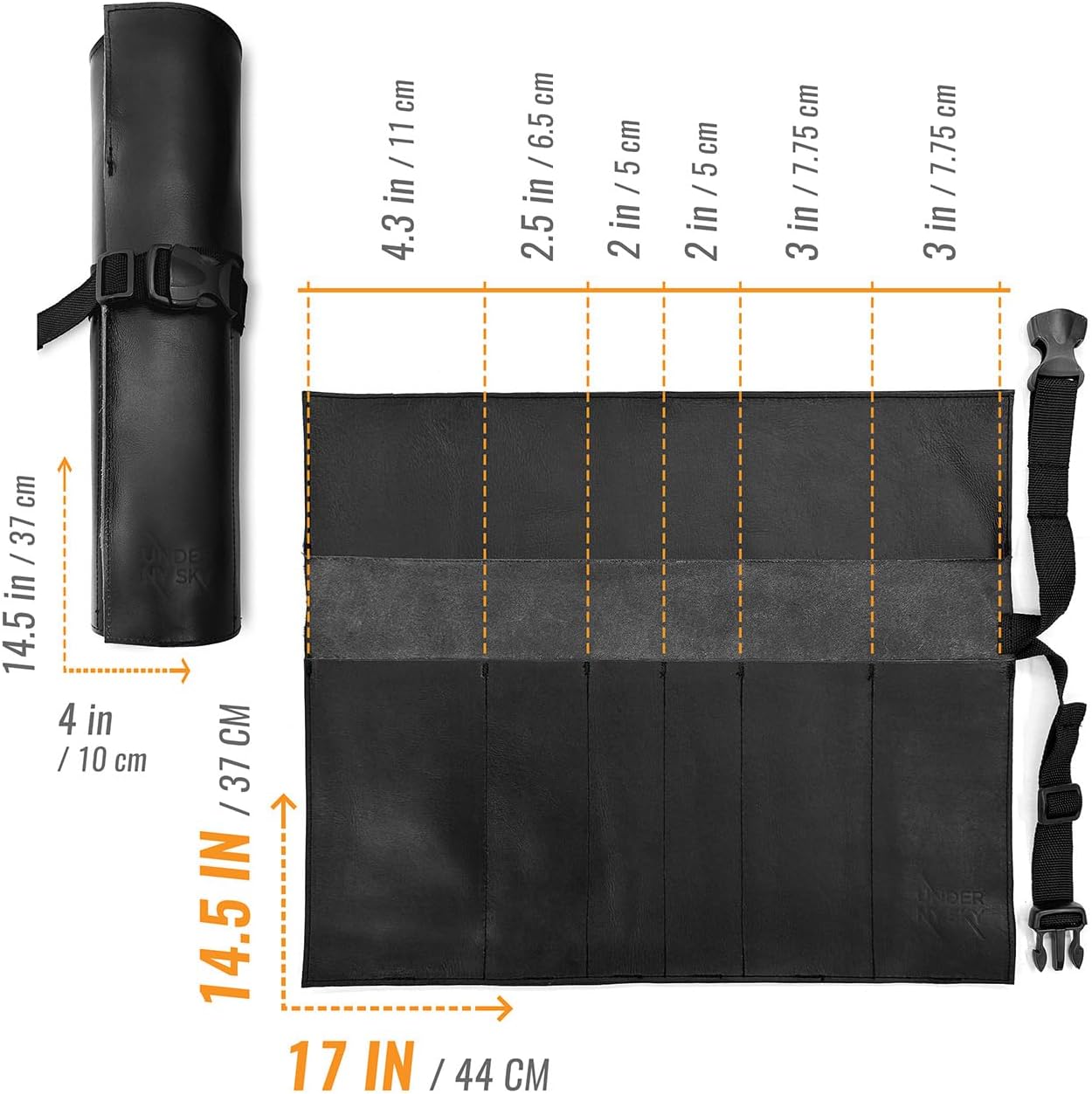 Genuine Leather Knife Roll Case, Bag For Chefs, 1 Slot, Black | Real Leather Pouch, Portable Bag for Cooking Tools, Utensils, Cutlery Knives, Brushes, Roll For Chefs, Kitchen, Travel, Gift