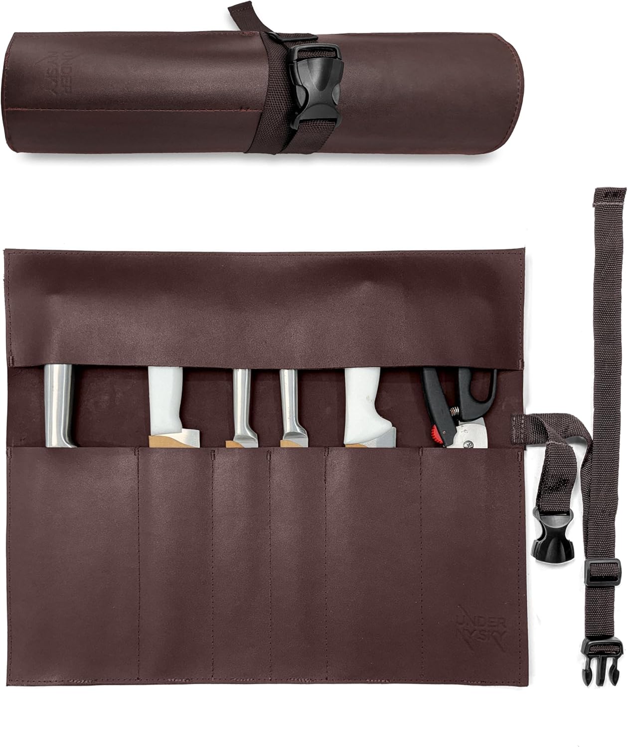 Genuine Leather Knife Roll Case, Bag For Chefs, 1 Slot, Black | Real Leather Pouch, Portable Bag for Cooking Tools, Utensils, Cutlery Knives, Brushes, Roll For Chefs, Kitchen, Travel, Gift