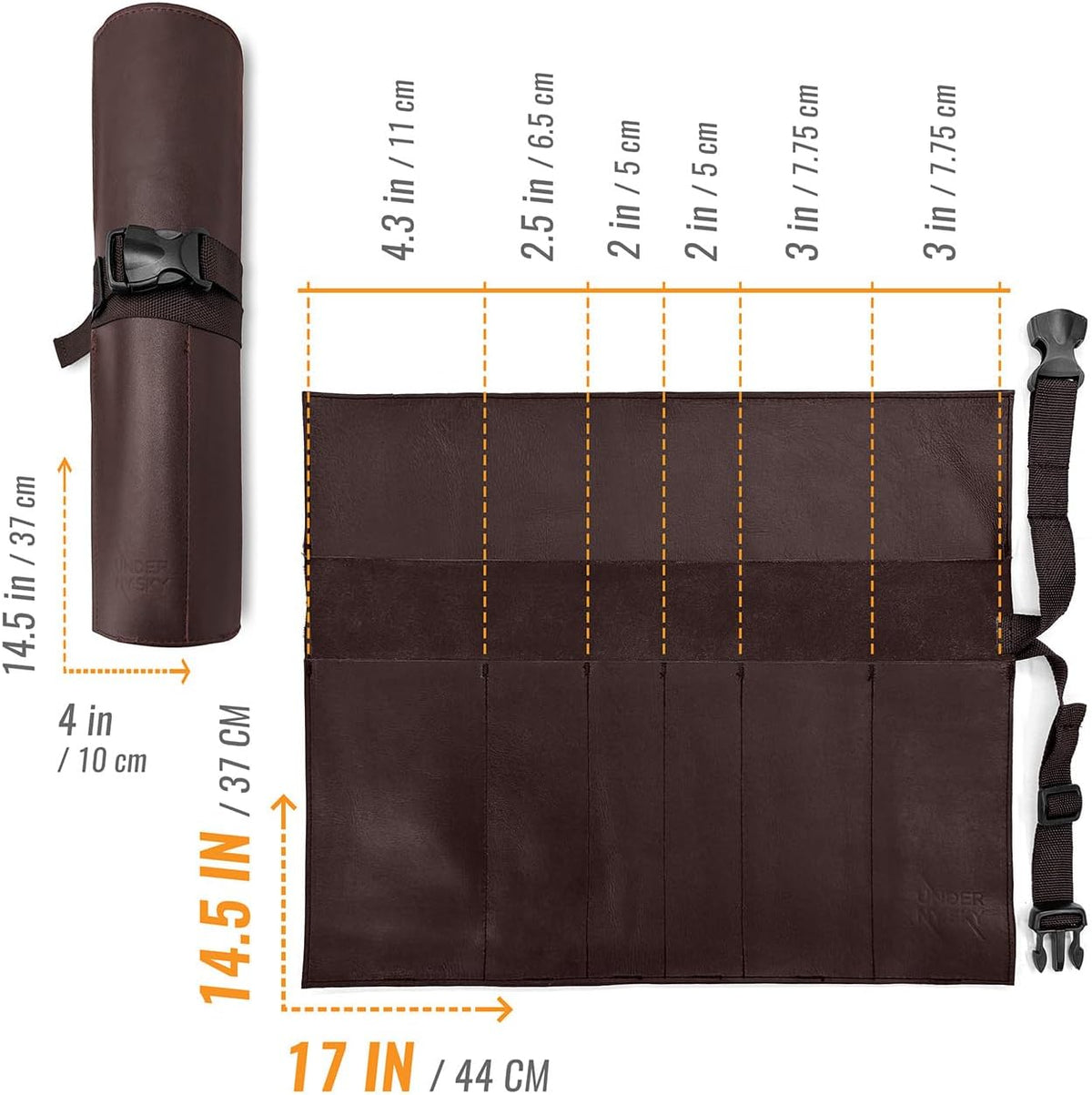 Genuine Leather Knife Roll Case, Bag For Chefs, 1 Slot, Black | Real Leather Pouch, Portable Bag for Cooking Tools, Utensils, Cutlery Knives, Brushes, Roll For Chefs, Kitchen, Travel, Gift