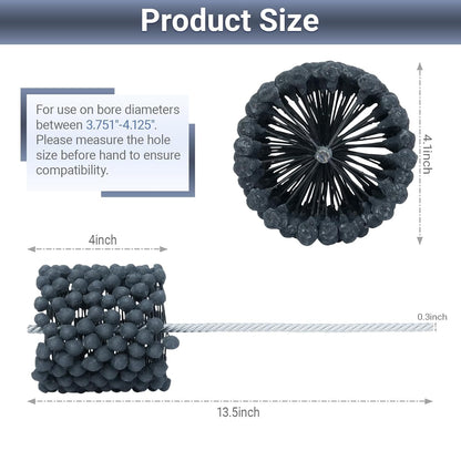 Cylinder Hone, 240 Grit Silicon Carbide, 4 1/8" (105mm) Diameter Ball Hone for Hole Diameters 3 3/4" - 4 1/8", Cylinder Engine Sanding Brush for Mild Steel, Stainless Steel, and Cast Iron