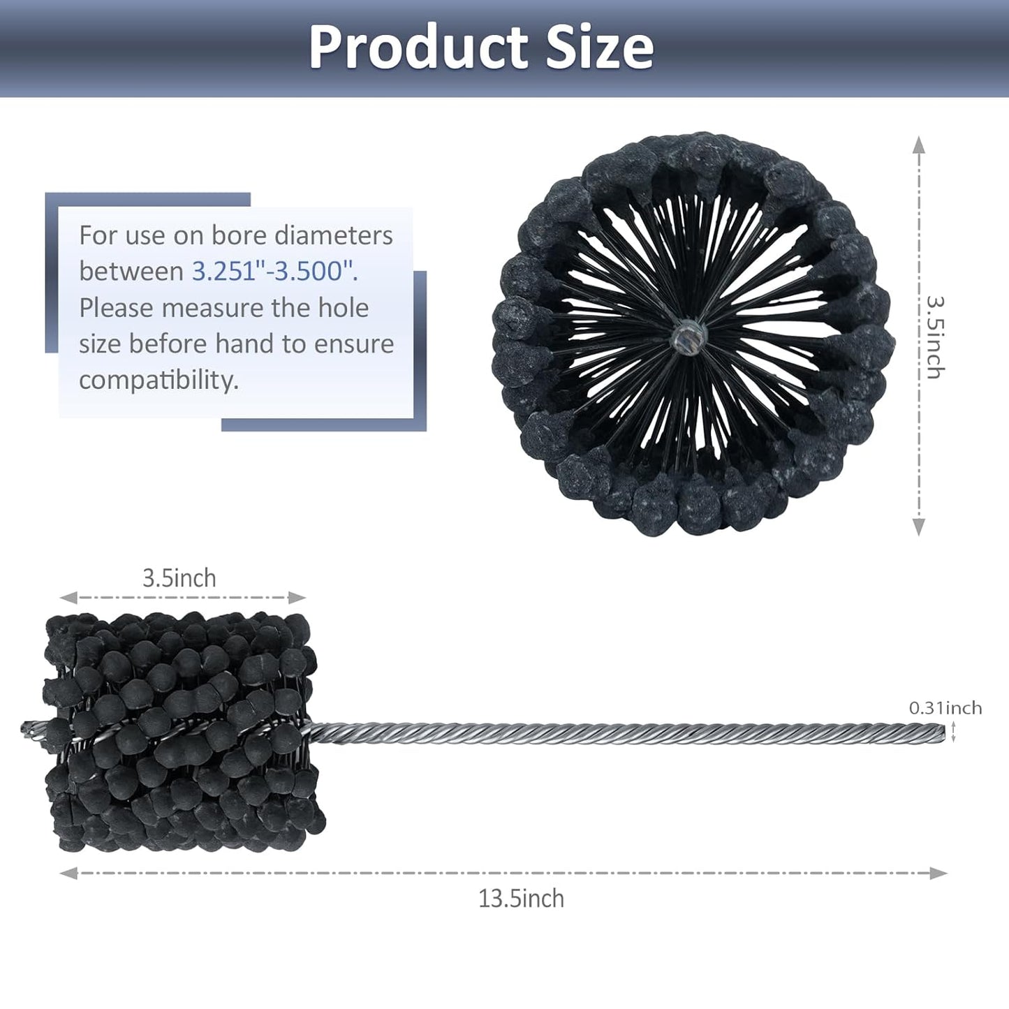 Cylinder Hone, 240 Grit Silicon Carbide, 4 1/8" (105mm) Diameter Ball Hone for Hole Diameters 3 3/4" - 4 1/8", Cylinder Engine Sanding Brush for Mild Steel, Stainless Steel, and Cast Iron