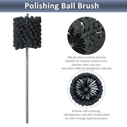 Cylinder Hone, 240 Grit Silicon Carbide, 4 1/8" (105mm) Diameter Ball Hone for Hole Diameters 3 3/4" - 4 1/8", Cylinder Engine Sanding Brush for Mild Steel, Stainless Steel, and Cast Iron