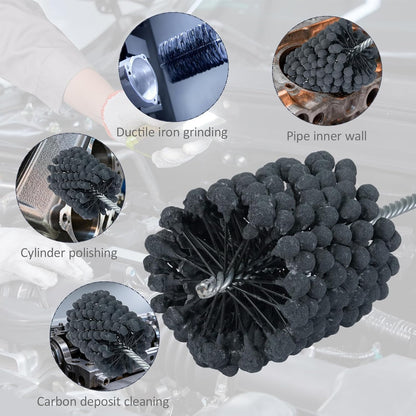 Cylinder Hone, 240 Grit Silicon Carbide, 4 1/8" (105mm) Diameter Ball Hone for Hole Diameters 3 3/4" - 4 1/8", Cylinder Engine Sanding Brush for Mild Steel, Stainless Steel, and Cast Iron