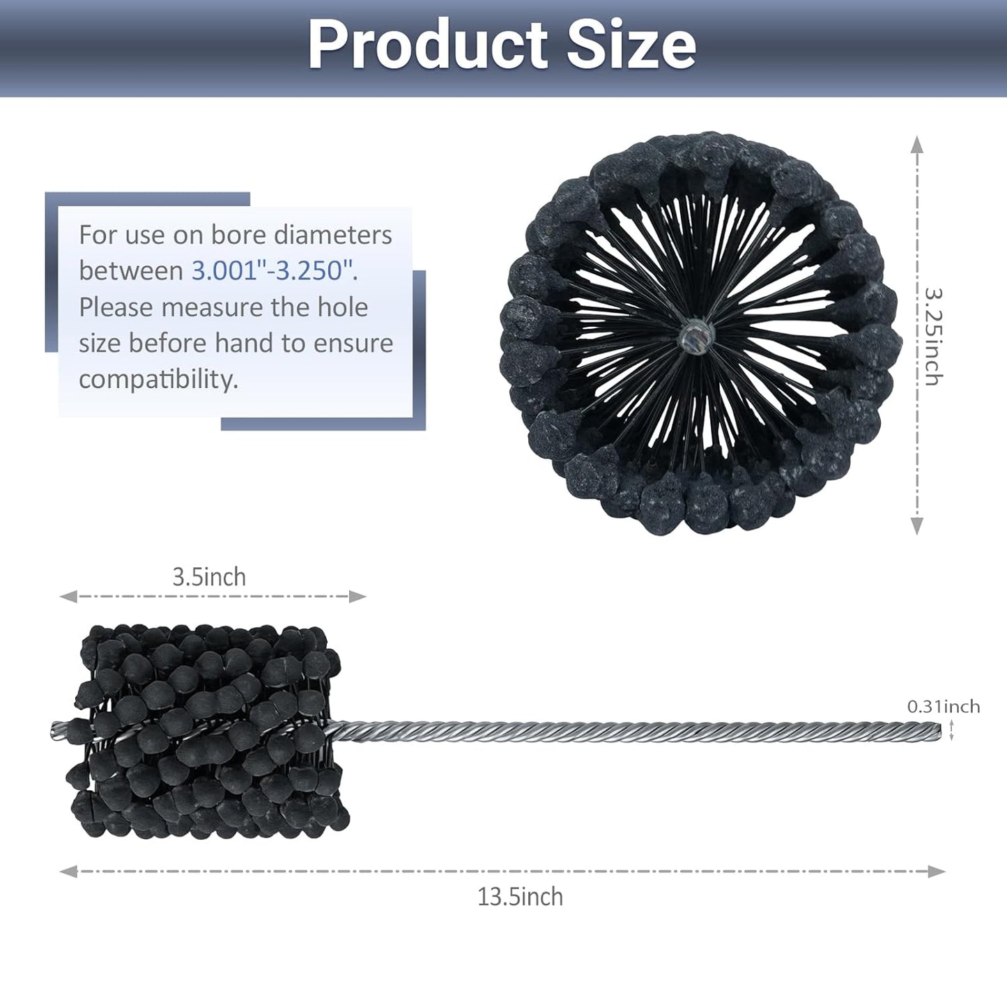 Cylinder Hone, 240 Grit Silicon Carbide, 4 1/8" (105mm) Diameter Ball Hone for Hole Diameters 3 3/4" - 4 1/8", Cylinder Engine Sanding Brush for Mild Steel, Stainless Steel, and Cast Iron