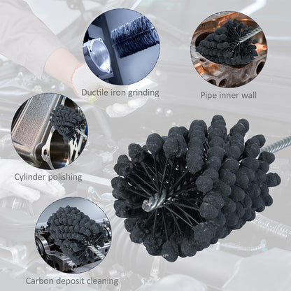 Cylinder Hone, 240 Grit Silicon Carbide, 4 1/8" (105mm) Diameter Ball Hone for Hole Diameters 3 3/4" - 4 1/8", Cylinder Engine Sanding Brush for Mild Steel, Stainless Steel, and Cast Iron