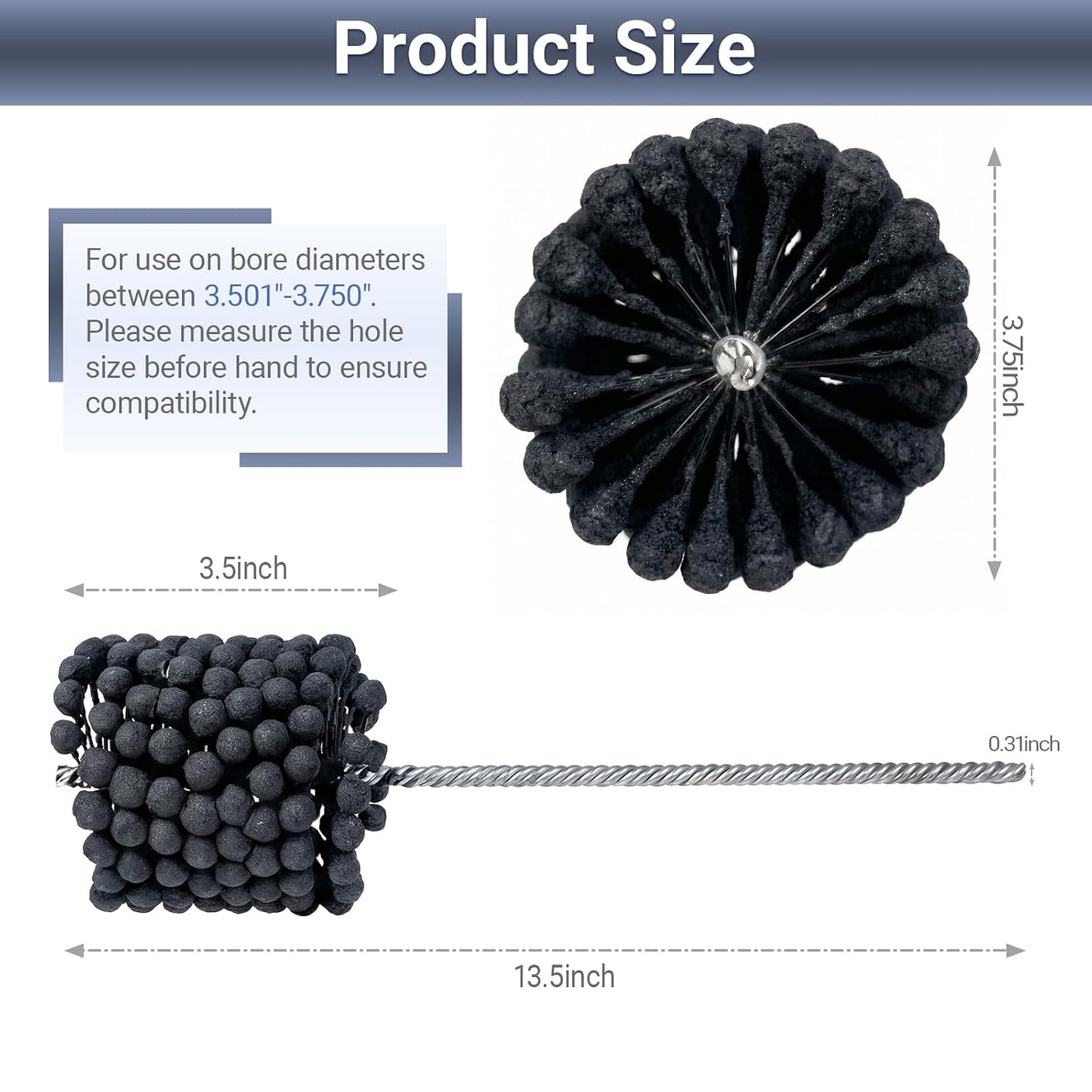 Cylinder Hone, 240 Grit Silicon Carbide, 4 1/8" (105mm) Diameter Ball Hone for Hole Diameters 3 3/4" - 4 1/8", Cylinder Engine Sanding Brush for Mild Steel, Stainless Steel, and Cast Iron
