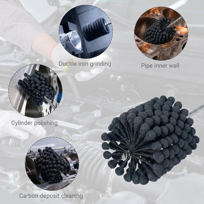 Cylinder Hone, 240 Grit Silicon Carbide, 4 1/8" (105mm) Diameter Ball Hone for Hole Diameters 3 3/4" - 4 1/8", Cylinder Engine Sanding Brush for Mild Steel, Stainless Steel, and Cast Iron