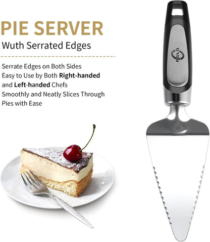 Flatware Pie Server Stainless Steel Cake Pizza Cutter Tart Dessert Slicer (Black)
